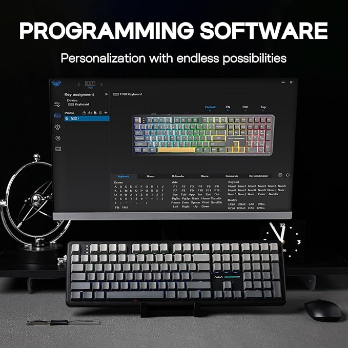 EPOMAKER Aula F108 Wireless Gaming Keyboard, Full Size Mechanical Keyboard - Image 6
