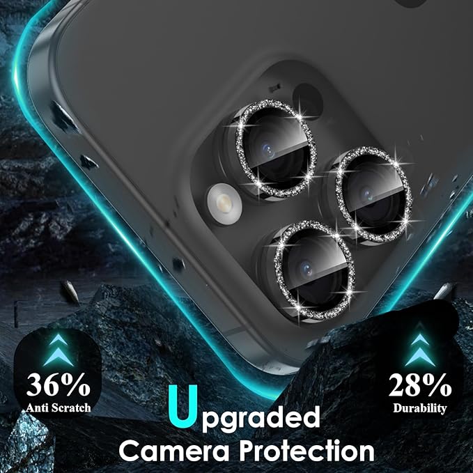 YWXTW Designed for iPhone 15 Pro/iPhone 15 Pro Max Camera Lens Protector Bling - Image 3