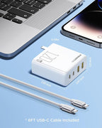 PISEN 120W USB C Charger - 120W 4-Port GaN USB C Charger Block Fast Charging - Image 7