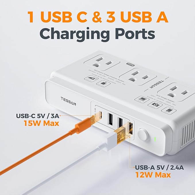 TESSAN Voltage Converter US to Europe, 220 to 110 Voltage Converter, Universal - Image 6