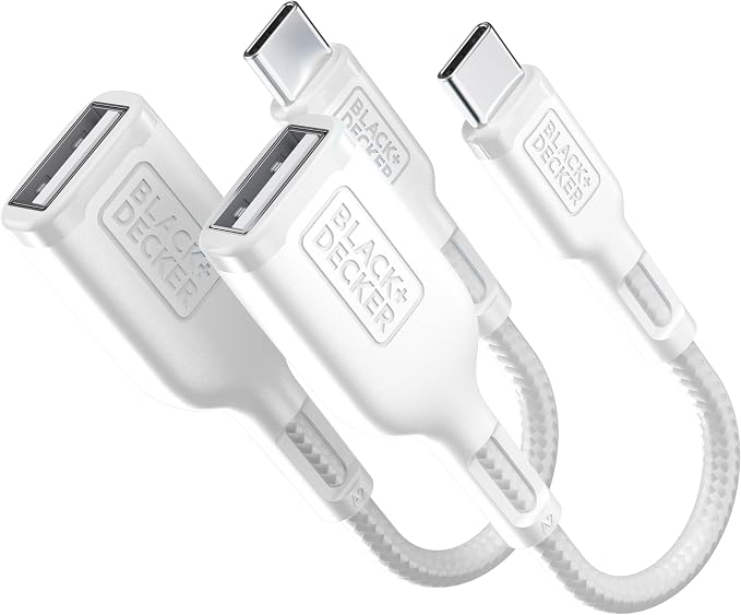 BLACK+DECKER USB C to USB A Adapter, USB C Male to USB Female Adapter Nylon by BLACKDECKER