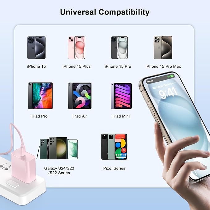 Matsusho iPhone 16 15 Charger Fast Charging 10 FT, 2 Pack 20W USB C Wall Charger - Image 4