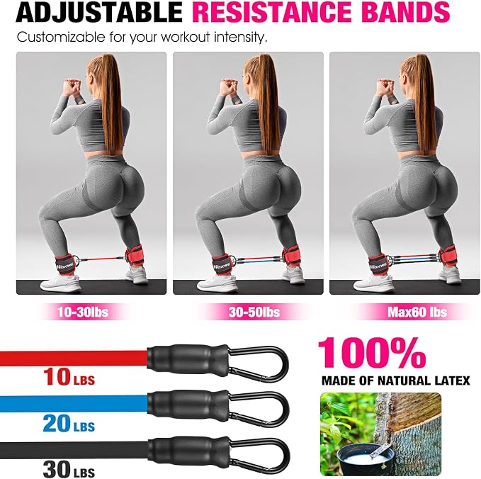 Ankle Resistance Bands with Cuffs, Ankle Bands - Image 7