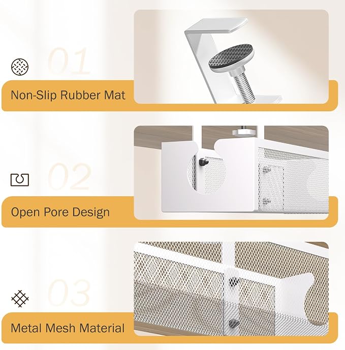 DELAMU Under Desk Cable Management Tray, No Drill Metal Mesh Cable Management - Image 5