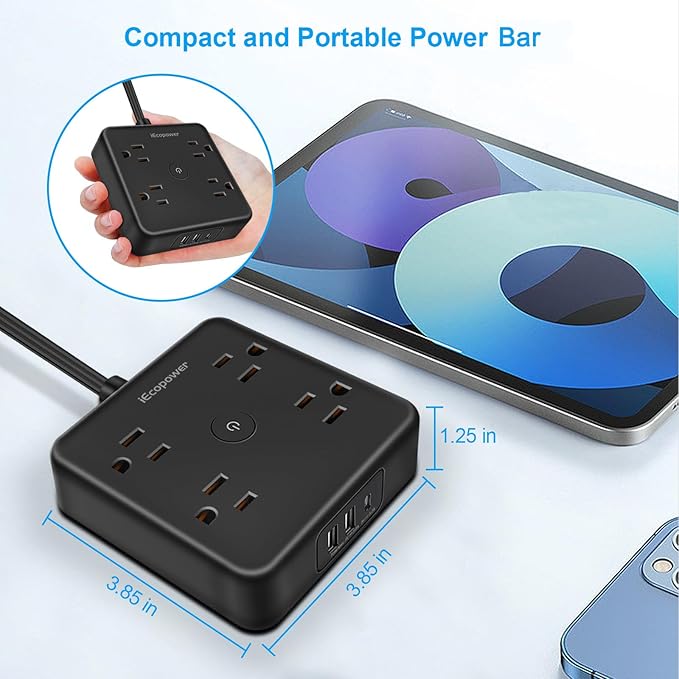 2 Pack Ultra Flat Plug Power Strip, Power Strips - Image 5