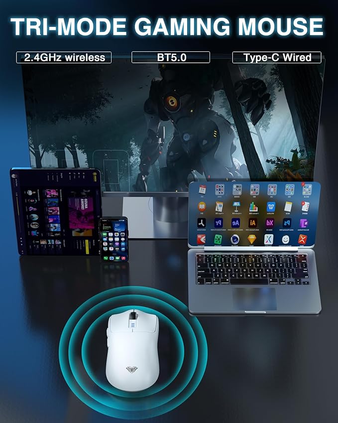 AULA SC580 Wireless Gaming Mouse, Tri-Mode 2.4G/BT5.0/USB-C Gaming Mouse - Image 3