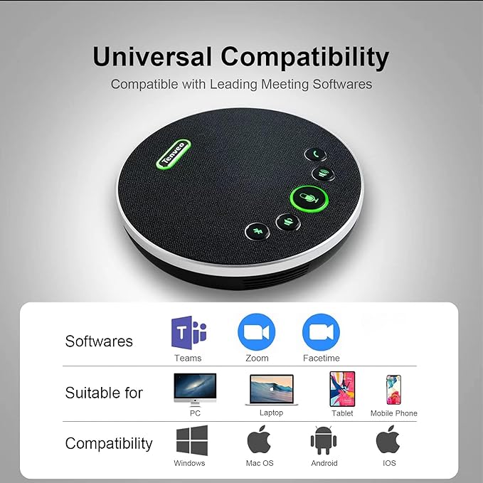 Tenveo Conference Speaker Microphone, 360° Sound Pickup and AI Noise Reduction - Image 7