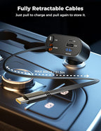 【Upgraded】 SUPERONE Retractable Car Charger 4 in 1, Fast Car Phone Charger - Image 2