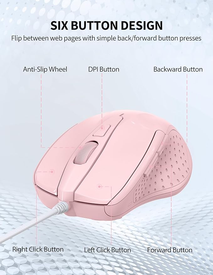 TECKNET Wired Mouse, 6-Button Corded - Image 7
