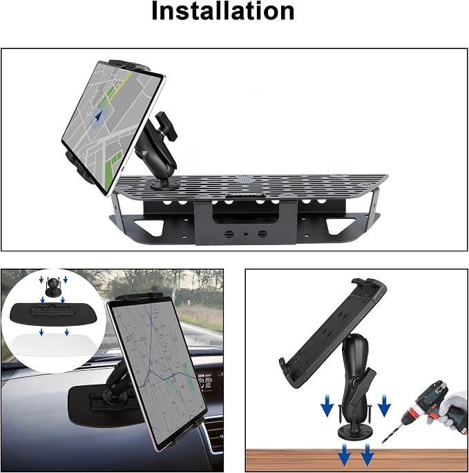 Heavy Duty Tablet Mount for Truck, Aluminum Drill Base Tablet Holder, Compatible - Image 8
