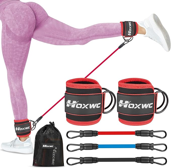 Ankle Resistance Bands with Cuffs, Ankle Bands by HOXWC