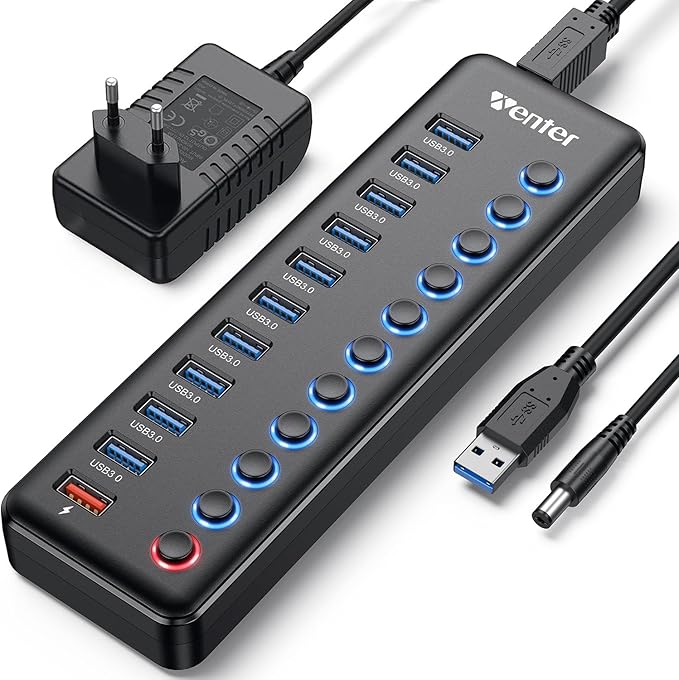 Powered USB Hub, Wenter 11-Port USB Splitter Hub by Wenter
