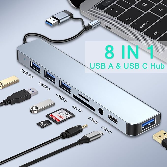 USB C Hub USB Hub 3.0, VIENON Aluminum 8 in 1 USB Splitter - Image 2