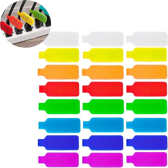 24 Pcs Multi-Color Cable Labels Write On Cord Labels Rectangle Cable Tags Wire by Unknown