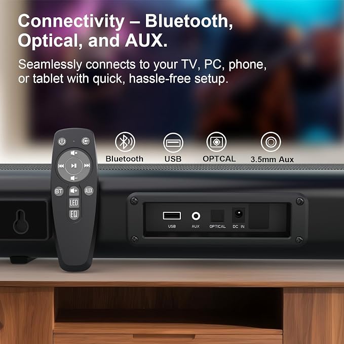 Sound Bar for Smart TV, Surround Sound System for TV – 50W Bluetooth Soundbar - Image 4