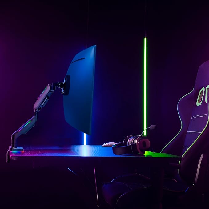 AVLT RGB Lights Single 17”-49” Gaming Monitor Arm Desk Mount, Fits One - Image 3