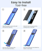 ORICO M.2 NVMe SATA SSD Enclosure Adapter Tool-Free, USB C 3.2 Gen 2 10Gbps NVMe - Image 6