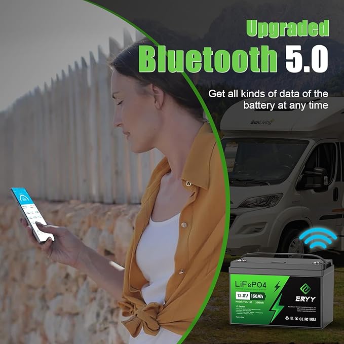 12V 160Ah LiFePO4 Battery Bluetooth, Group 31 RV Lithium Batteries 12V - Image 2
