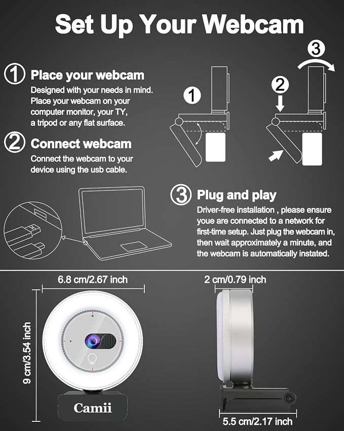 2K Webcam with Light, HD Webcam - Image 9