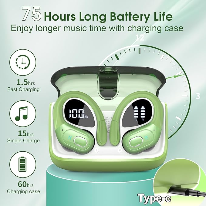 Wireless Earbuds 75hrs Bluetooth 5.4 Headphone Sport, 2026 Bluetooth Earbuds - Image 2