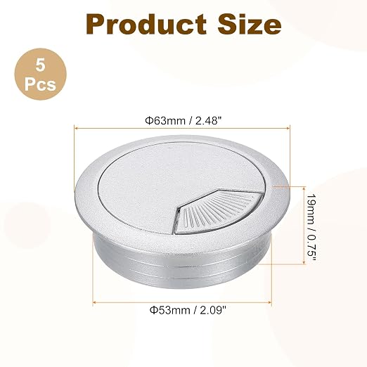 uxcell 5 Pcs 53mm Desk Grommet, Plastic Cable Hole Cover, Wire Cord Cable - Image 2