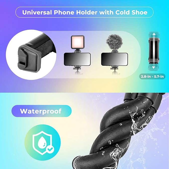 UBeesize Phone Tripod, UBeesize 12 Inch Flexible Cell Phone Tripod Stand Holder - Image 2