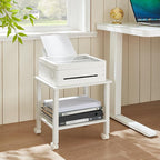 2 Tier Printer Stand with Storage, Under Desk Shelf Printer Table, Rolling - Image 2