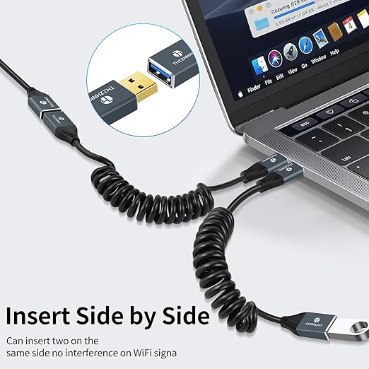 Coiled USB Extension Cable, 5Gbps Retractable USB A Male to Female Data - Image 7
