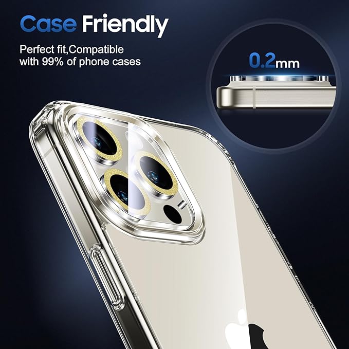 UniqueMe for 3 Pack iPhone 15 Pro/iPhone 15 Pro Max Camera Lens Protector - Image 6
