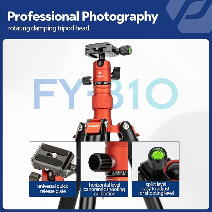 Fotopro Mini Tripod with Ball Head Phone Mount Detachable Selfie Stick Folded - Image 2