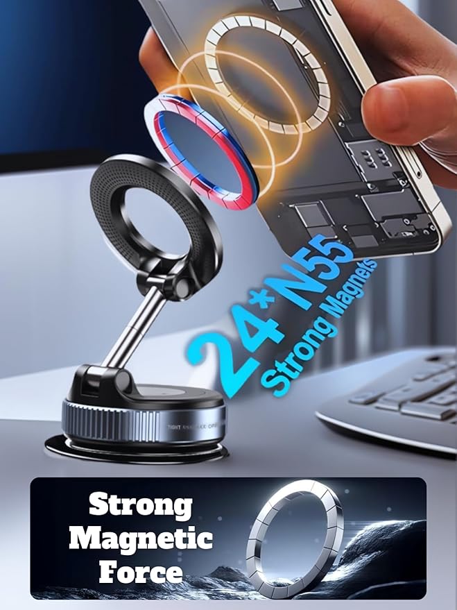 Car Phone Holder for Magsafe, 360° Adjustable Vacuum Magnetic Phone Mount - Image 2