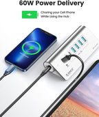 ORICO 7 Port USB Hub 10Gbps, Aluminum USB 3.2 Gen 2 Hub, 6 USB 3.2 Data Ports - Image 6
