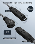 SURAIELEC 2 Pack Flat Extension Cord 3FT, 360° Rotating Plug, Braided Flat Plug - Image 7