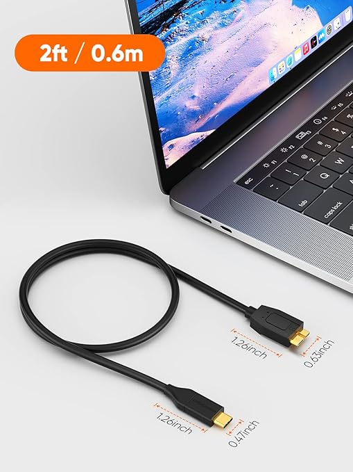 CableCreation 2FT USB C to Micro B Cable, 10Gbps Speed External Hard Drive - Image 3