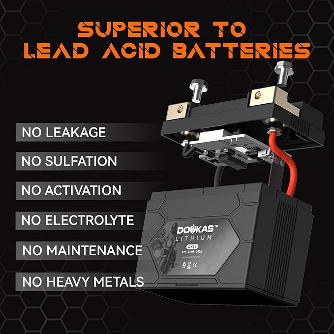 DKL5 300A LiFePO4 Motorcycle Lithium Battery, 12V 2Ah Powersports Battery - Image 3