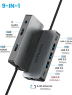 USB C Docking Station Dual Monitor, 9-in-1 USB Hub - Image 2