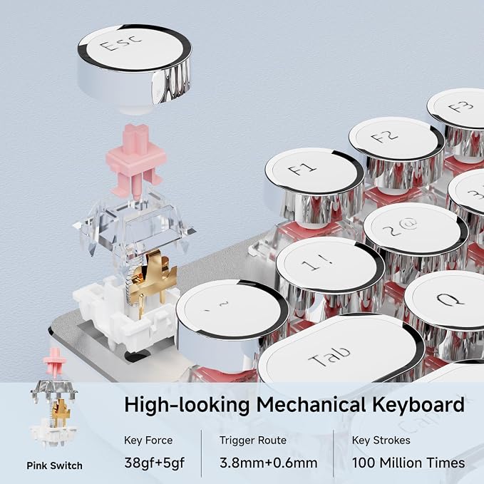 EWEADN Typewriter Style Mechanical Gaming Keyboard, Wired Mechanical Keyboards - Image 4
