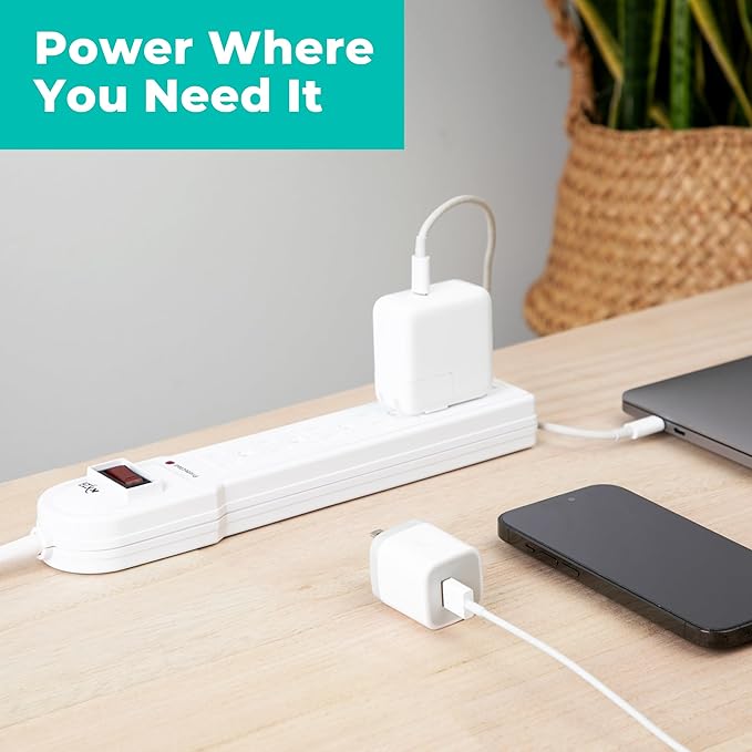 KMC 6-Outlet Surge Protector Power Strip 2-Pack, Overload Protection, 4-Foot - Image 5