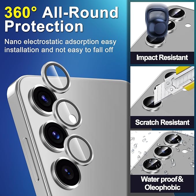 for Samsung Galaxy S24 FE Camera Lens Protector, Individual Metal Ring Tempered - Image 3