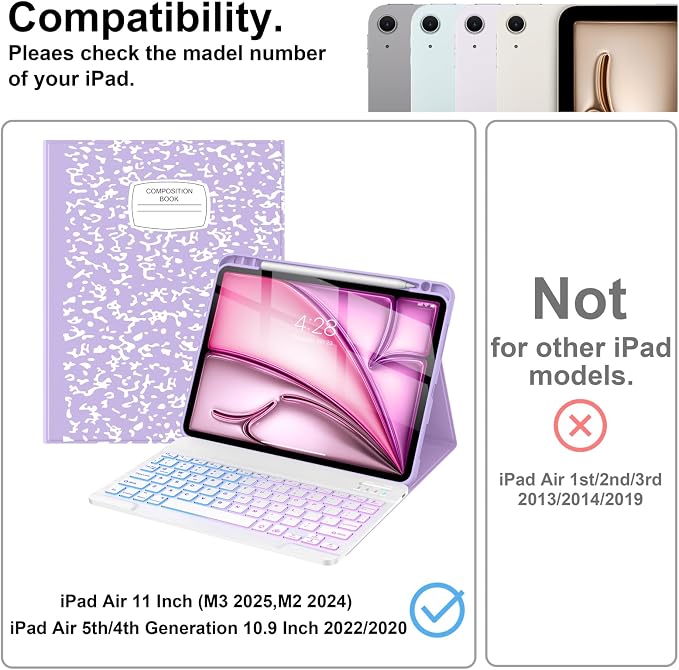 Supveco Keyboard Case for iPad Air 11 Inch, iPad Air 5th/4th Generation - Image 3
