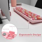 Cute Pink Wireless Keyboard and Mouse, 2.4G Retro Round Keycap - Image 4