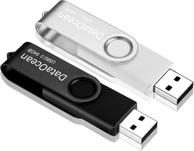 2 Pack 64GB USB 2.0 Flash Drive Memory Stick Thumb Drives Swivel Design by DataOcean