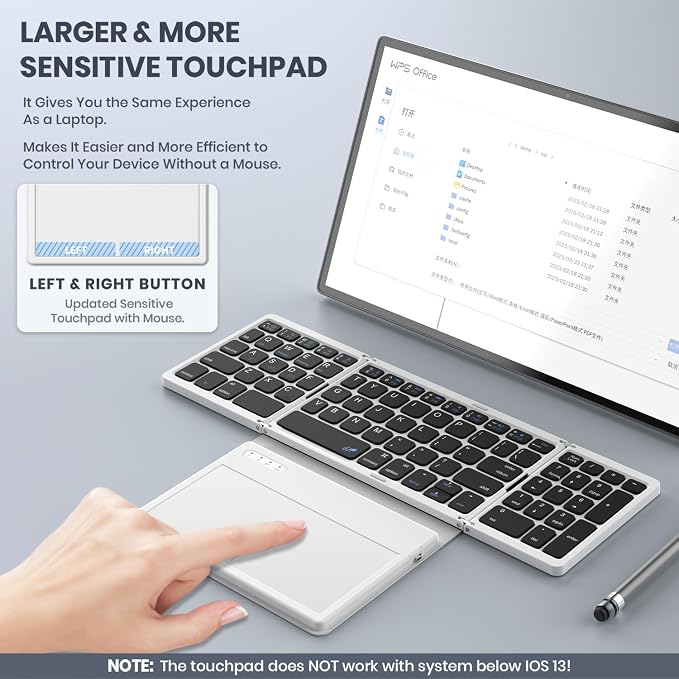 Foldable Bluetooth Keyboard, Portable Full Size Folding Keyboard - Image 2