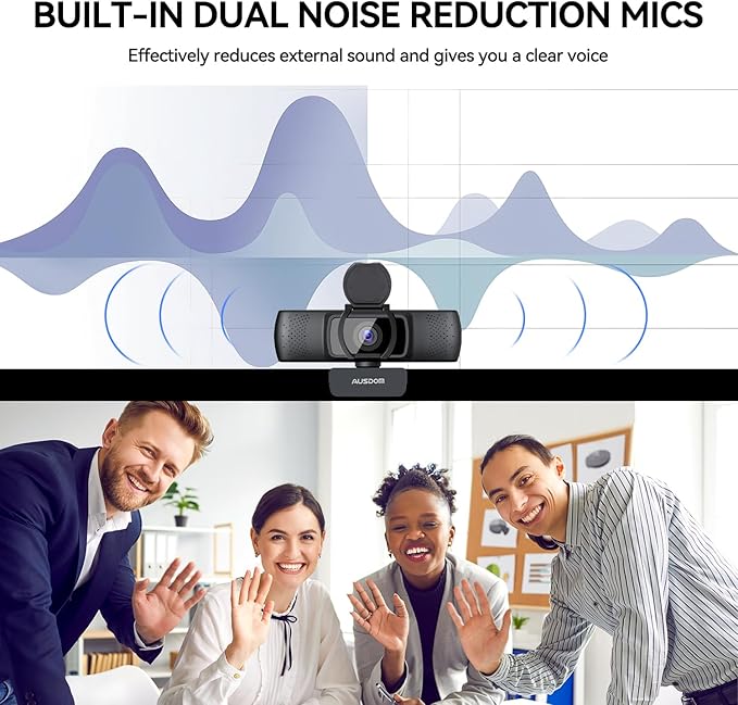 AUSDOM AF640 1080P Webcam with Microphone, 90°FOV USB PC Camera Webcam with - Image 3