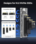 ORICO M.2 NVMe SSD Enclosure, USB 3.2 Gen 2, Transparent External Solid State - Image 3