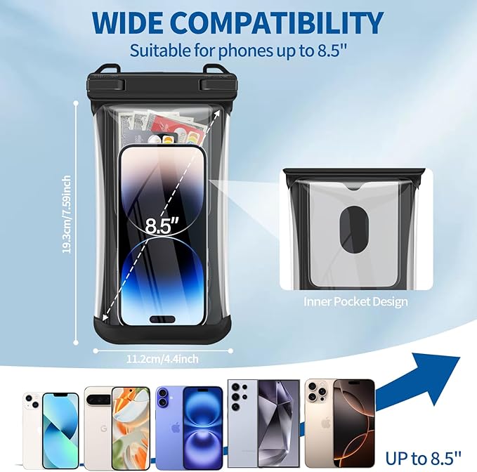 2 Pack Waterproof Phone Pouch, IP68 Waterproof Phone Cases Floating Up to 8.5" - Image 5