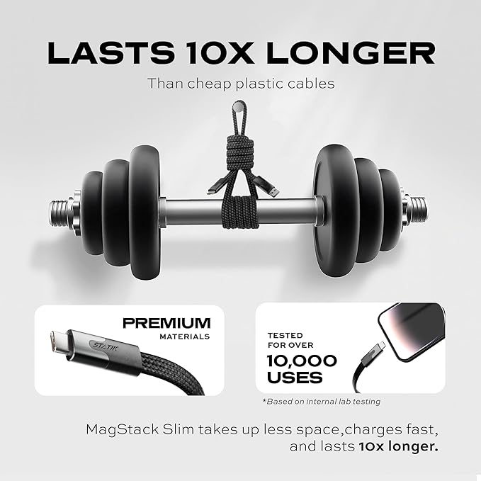 Statik MagStack USB to USB C Cable, Magnetic Anti Tangle Flat A to Type C - Image 5