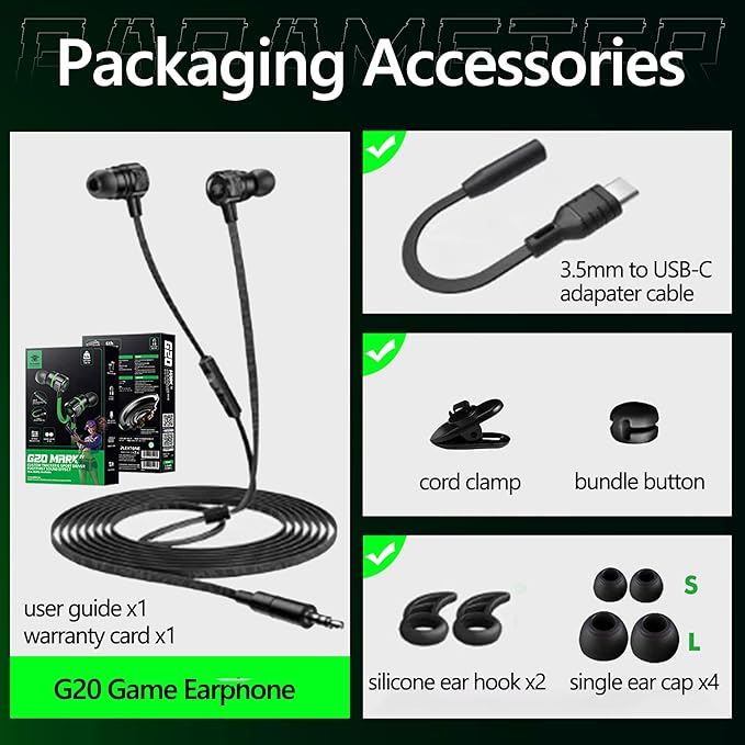 Gaming Earbuds Wired, USB C & 3.5mm Dual Plug in Ear Headphones - Image 7