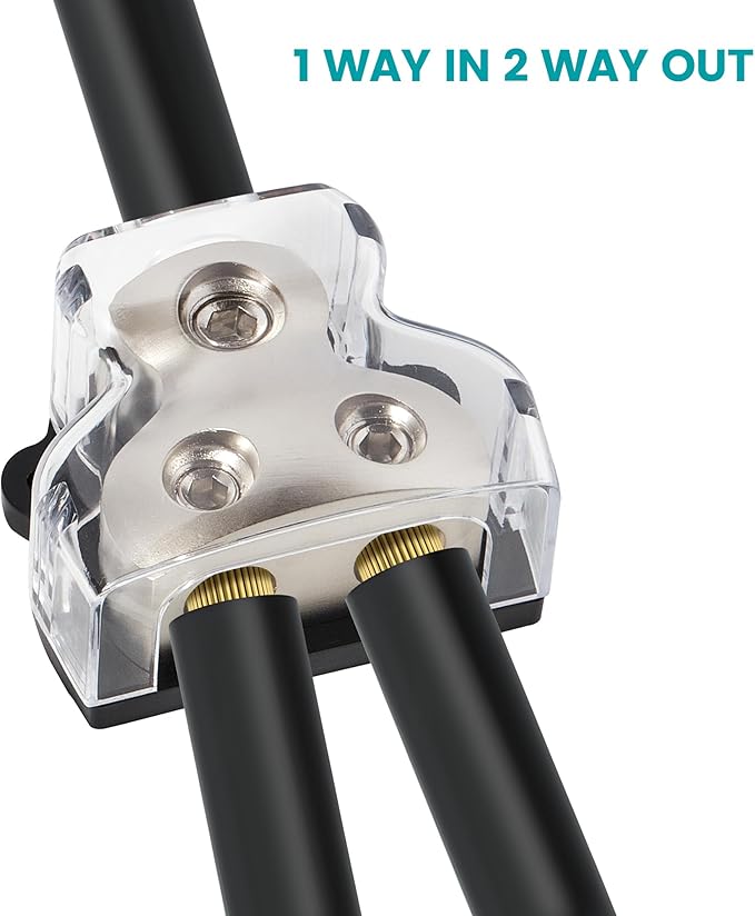 NuIth 2 Way Zine-Alloy Power Distribution Block, 0/2/4 Gauge in 4/8 Gauge Out - Image 3