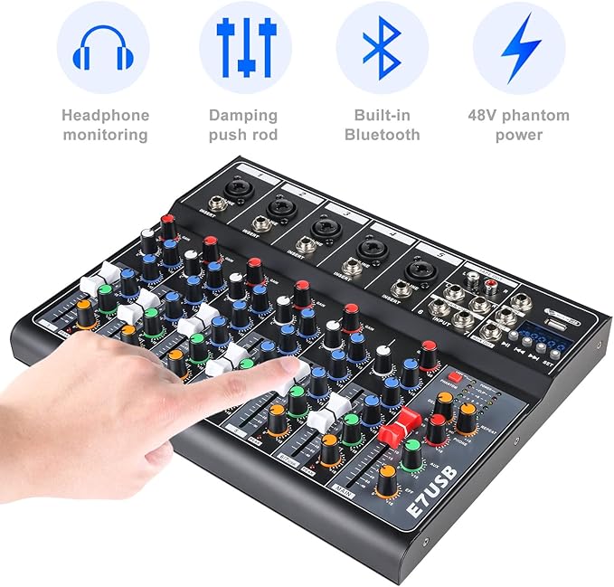 Dj Mixers 7 Channel Audio Mixer Sound Board - Image 2